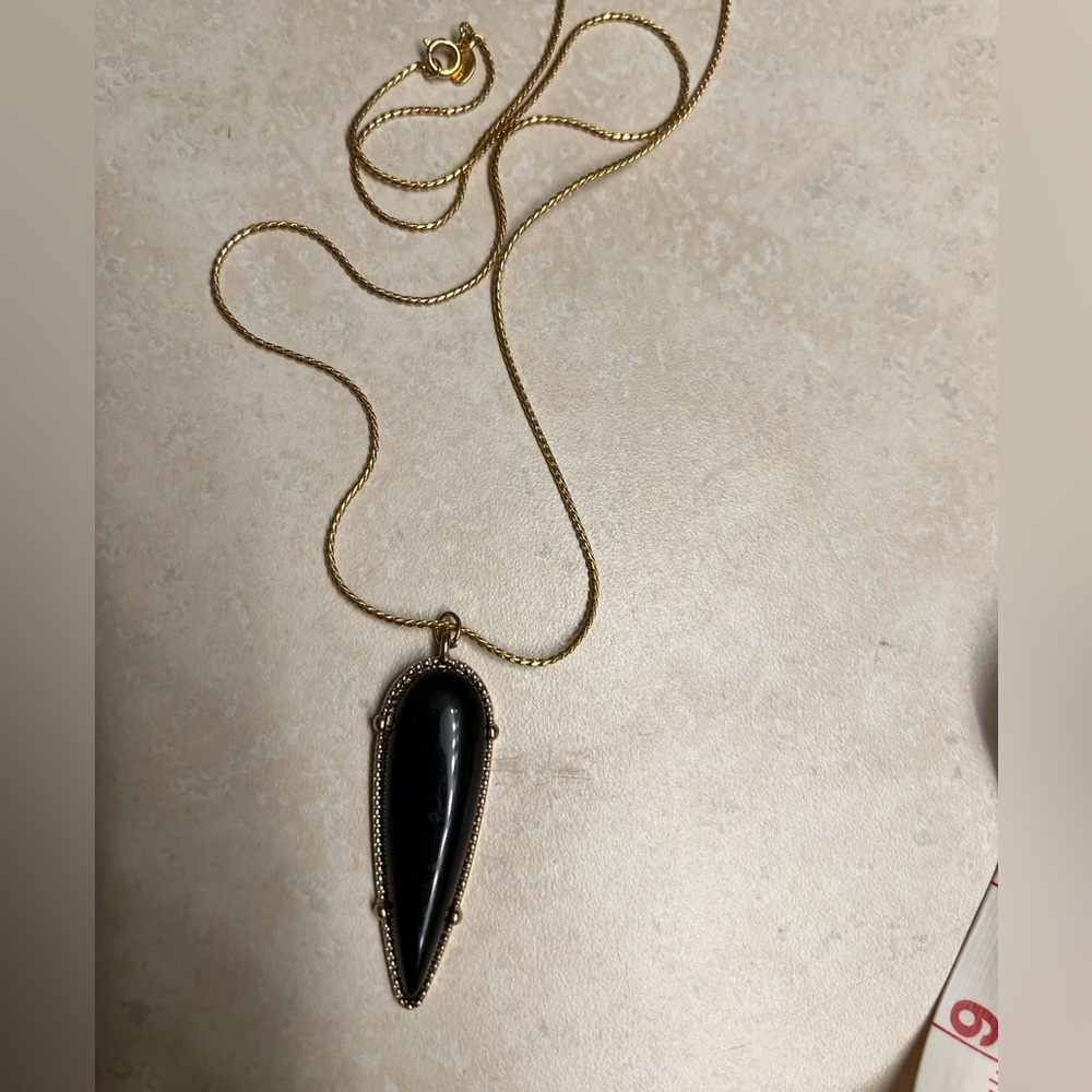 Avon Gold Necklace with Black Pendant
